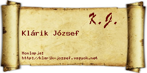 Klárik József névjegykártya